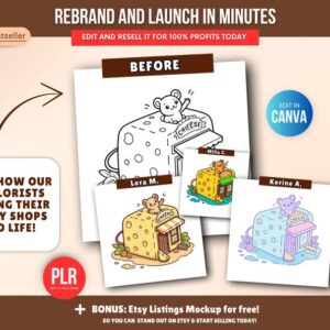 Libro para colorear de 150 páginas sobre tienditas (PLR), plantilla editable de Canva, derechos de reventa (PLR)