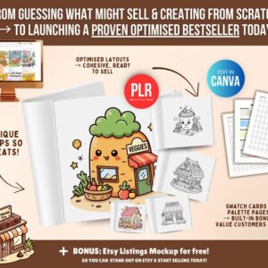 Libro para colorear de 150 páginas sobre tienditas (PLR), plantilla editable de Canva, derechos de reventa (PLR)